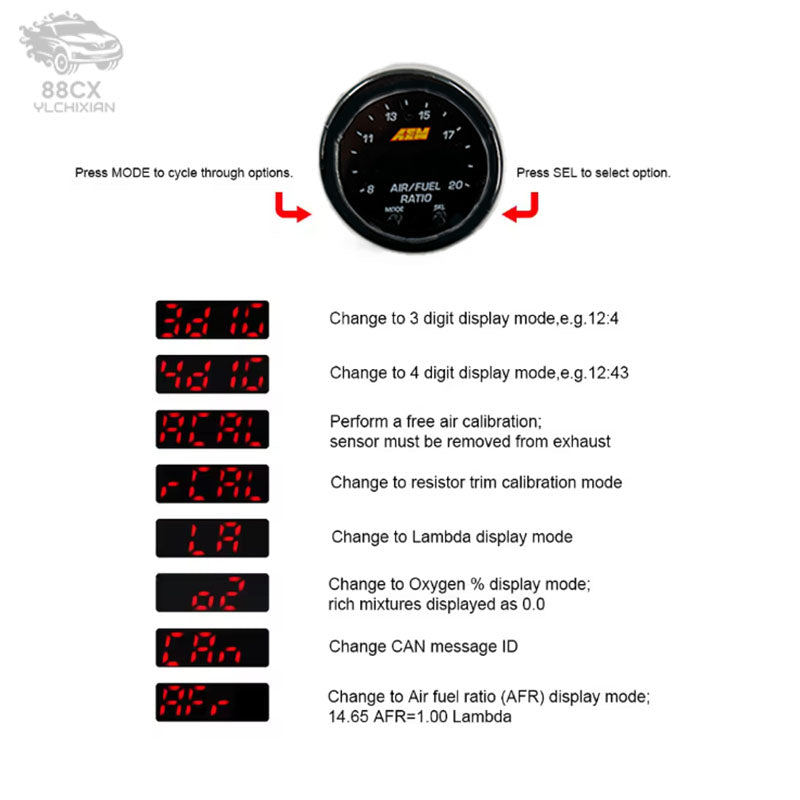 AEM 30-0300 X-Series Wideband Gauge A/F AF O2 Air Fuel Ratio comes with Sensor