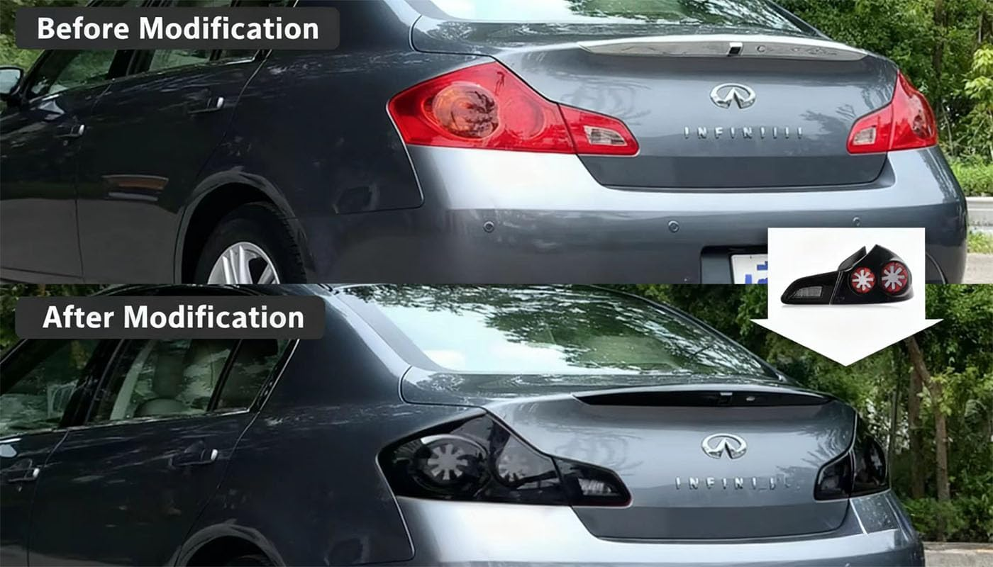 LED Tail Light Assembly for Infiniti G35 G37 G25 2007-2013 Sedan with DRL Daytime Running Lights Driver & Passenger Side Retrofit